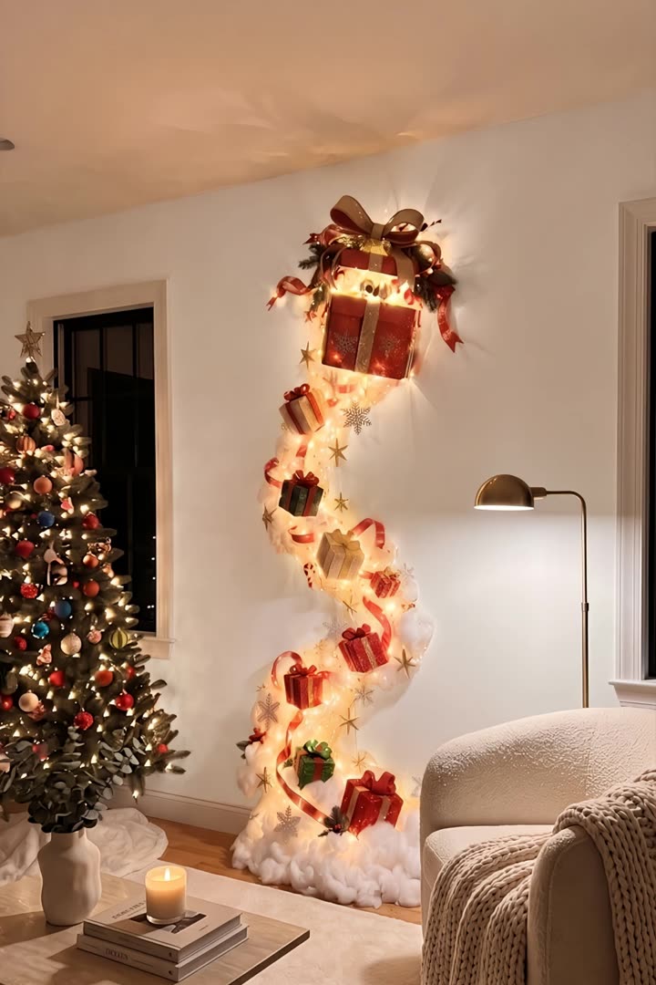The Present Trail glowing on a living room wall